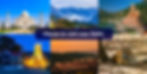 Collage of scenic spots near Delhi: Taj Mahal, mountain village, river temple, lit church, fortress, relaxing tiger; text: Places to visit near Delhi.